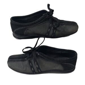 David Tate Woow Leather Upper Lace Up Casual Sneakers Size 10 in Black and Gray